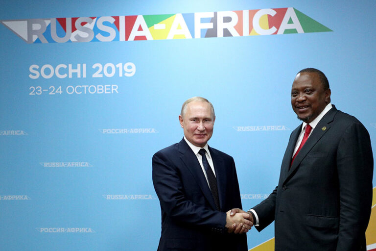Russia President Vladimir Putin with President Uhuru Kenyatta