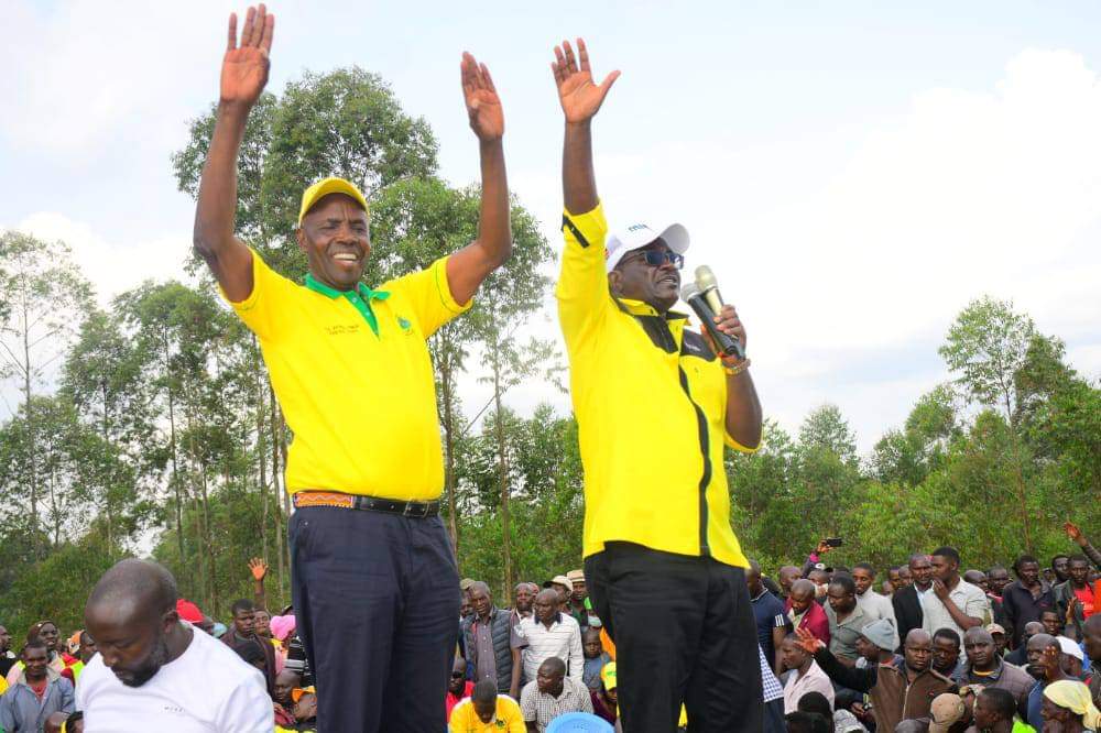 Kisii gubernatorial candidate Ezekiel Machogu with his deputy Ogamba Migosi