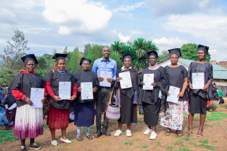 Gatoho Foundation founder Robert Gatoho with some of the women who graduated at the weekend.