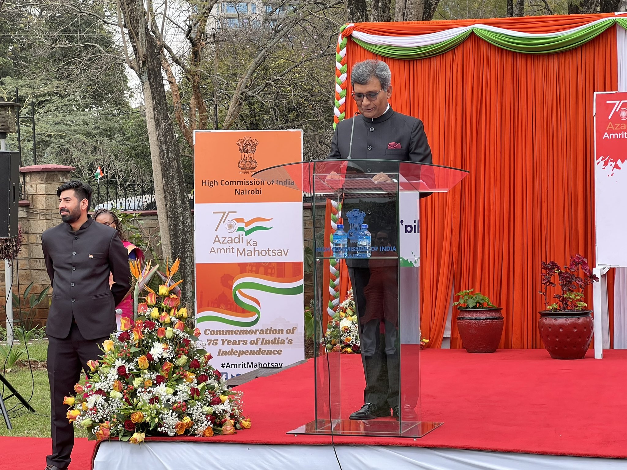 Outgoing Indian High Commissioner to Kenya Dr. Virander Paul during the commemoration of the 75th Indian Independence day at India House , Kenya