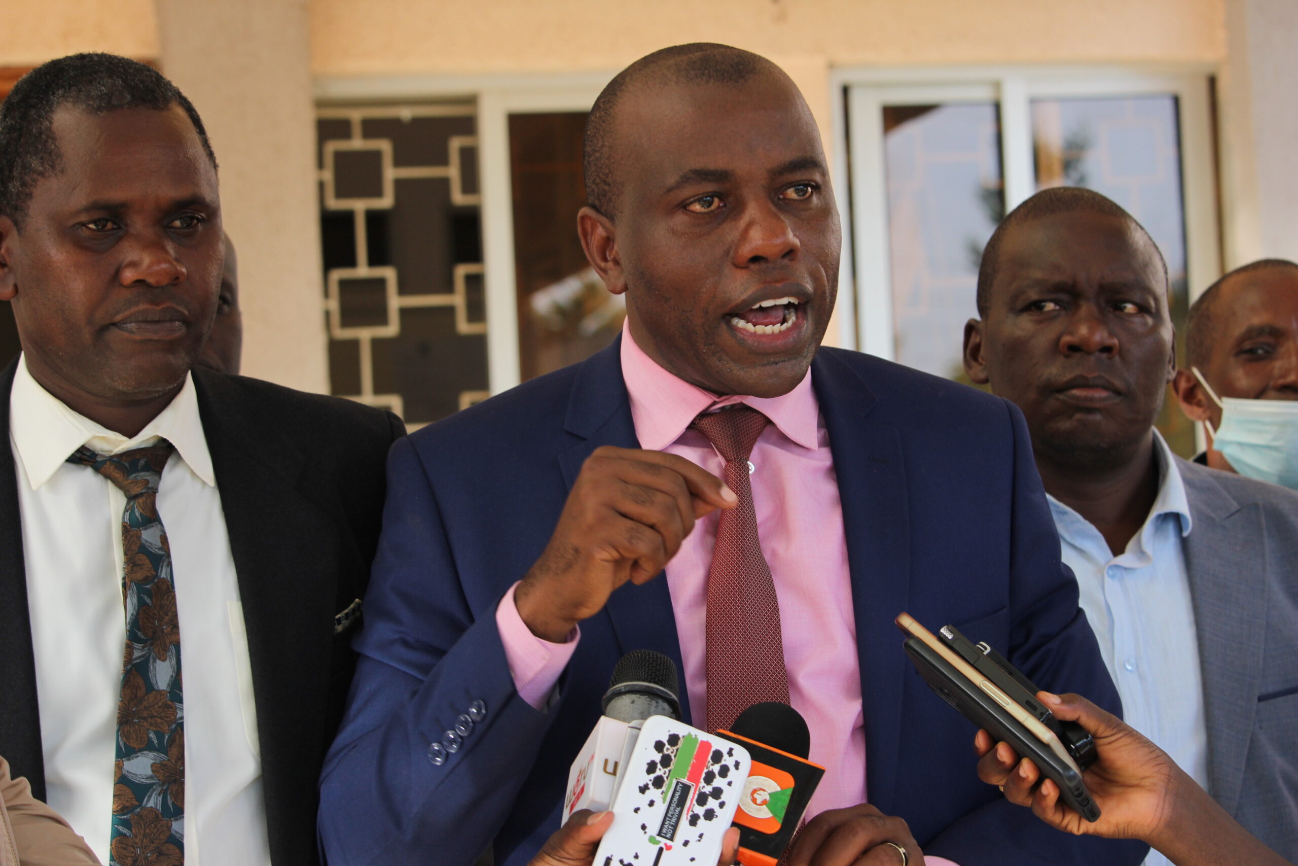 001 Meru Majority Leader Victor Mutuma Karithi addressing Media outside Meru Assembly on Tuesday