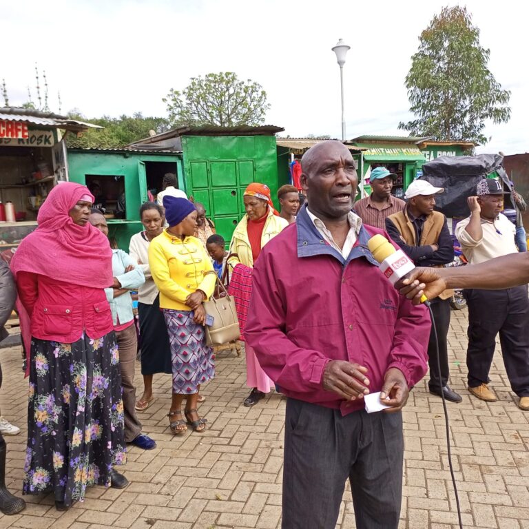 Businessman Peter Mukundi at Chaka market yesterday.