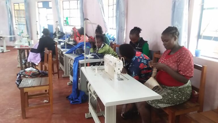 Changing lives Kiini tailors during their daily activities at PCEA Kiini Church..