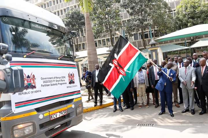 Deputy President Rigathi Gachagua flagged off the first shipment of subsidized fertilizer