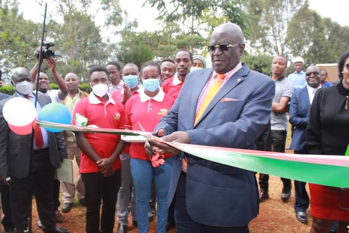 Education Cabinet Secretary while launching the automated maize dryer yesterday