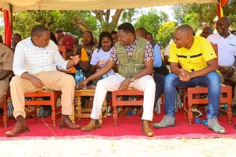From right Chuka Igambang'ombe MP Patrick Munene, governor Muthomi Njuki and Maara MP Kareke Mbiuki