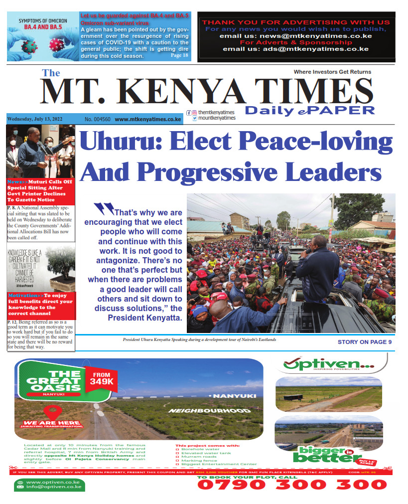 July 13, 2022 Mt Kenya Times ePAPER_001
