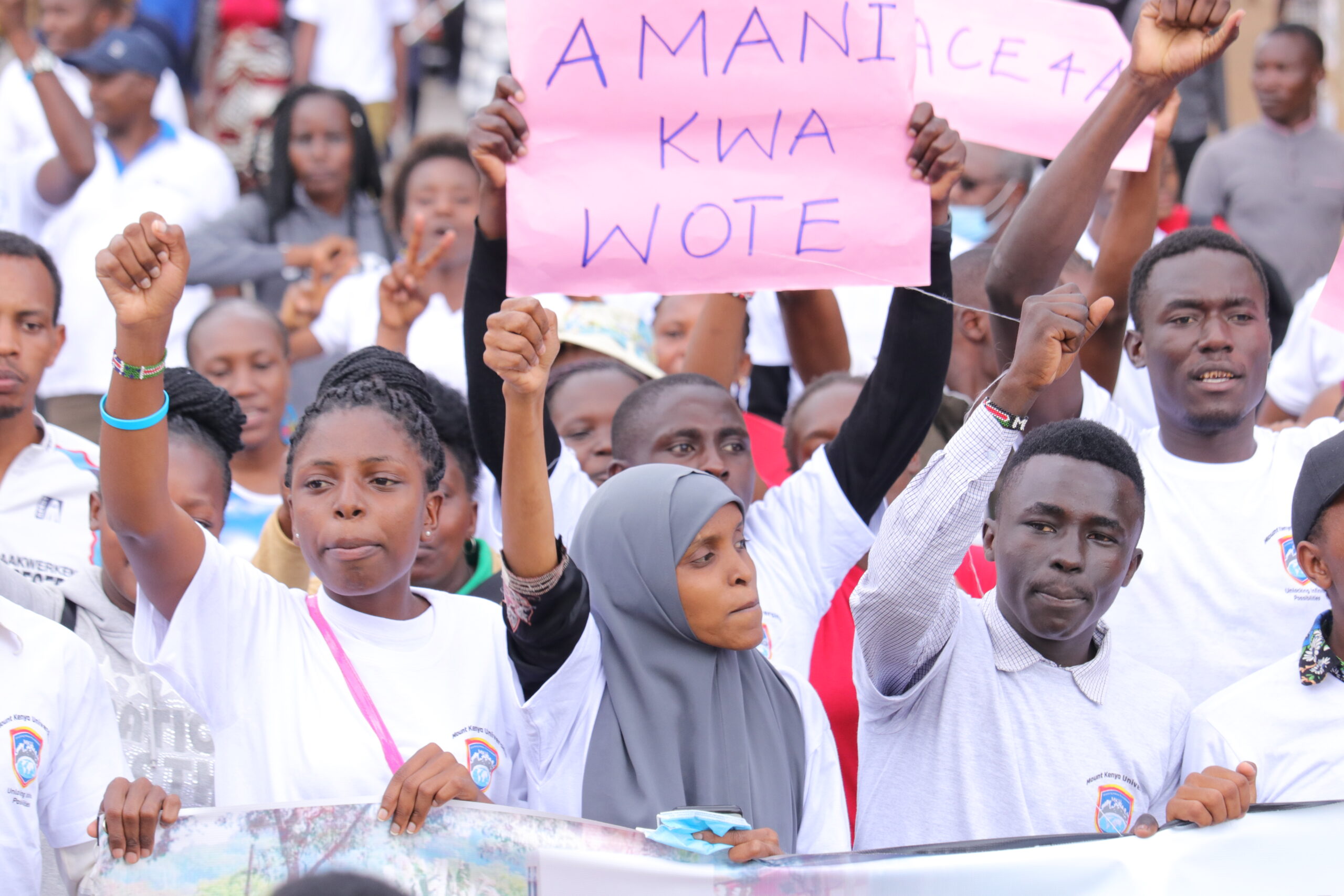 MKU Students in a peace awareness walk held recently