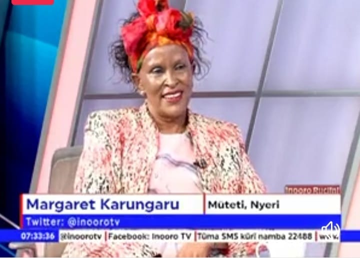 Margaret Karungaru when she appeared on Inooro TV yesterday.