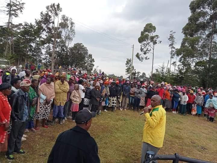 Mr Anthony Njoroge Wainaina alias Chieni in a public meeting yesterday