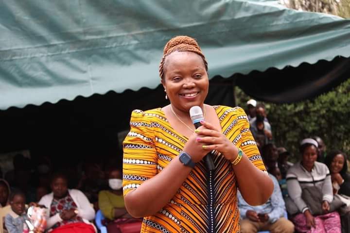 Nyeri County Women Rep Rahab Mukami addressing the initiation ceremony.