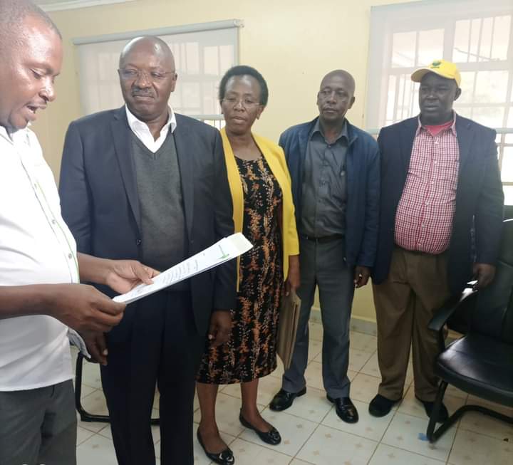 Othaya constituency parliamentary candidate on UDA ticket Wambugu Wainaina at IEBC offices in Othaya yesterday