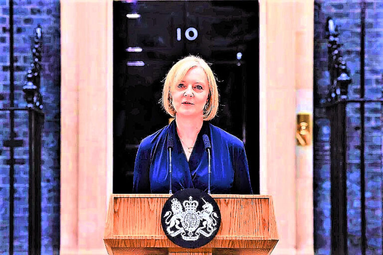 Photo 1 New Prime Minister Liz Truss is addressing a small gathering at 10 Downing Street on Tuesdat on her first day in the high office.