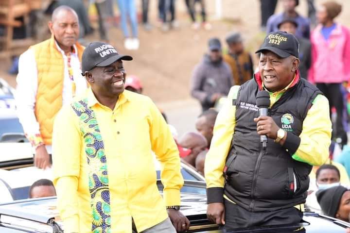 Rigathi Gachagua and Mutahi Kahiga at Kiawara trading centre