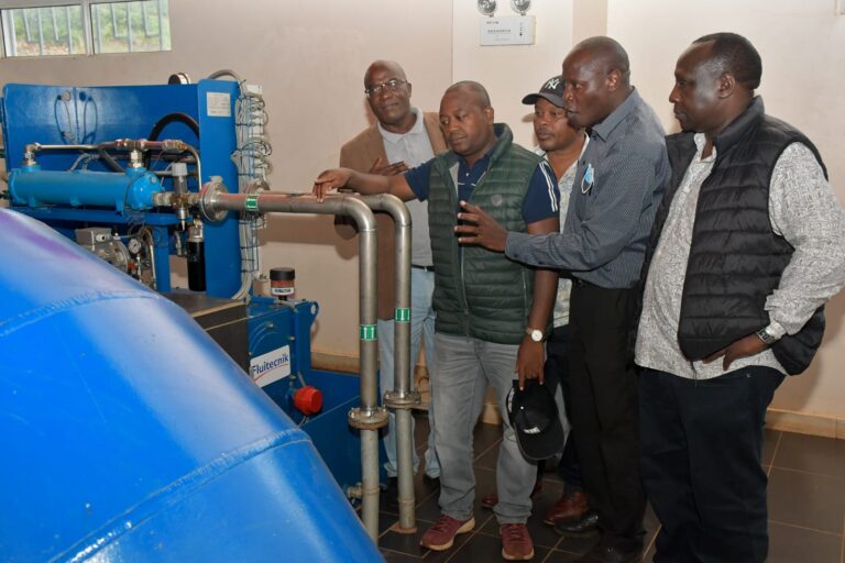 Some of the KTDA board and management officials during a visit to hydropower stations.