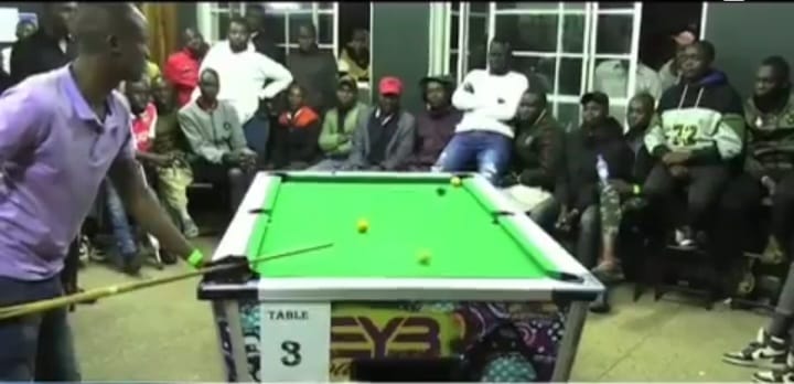 Brian Kiprop playing Pool game on Saturday