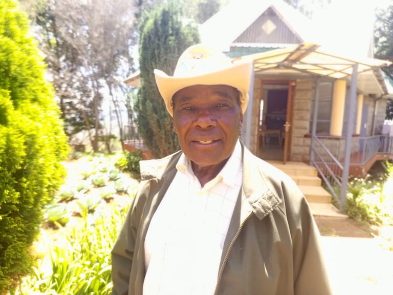 Democratic Party of Kenya (DP) national chairman Essau Kioni at his Othaya home yesterday