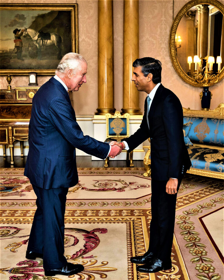 Royal appointment... New Prime Minister Rishi Sunak met King Charles III on Tuesday at Buckingham Palace in London, where the monarch asked him to form a Government in his name.