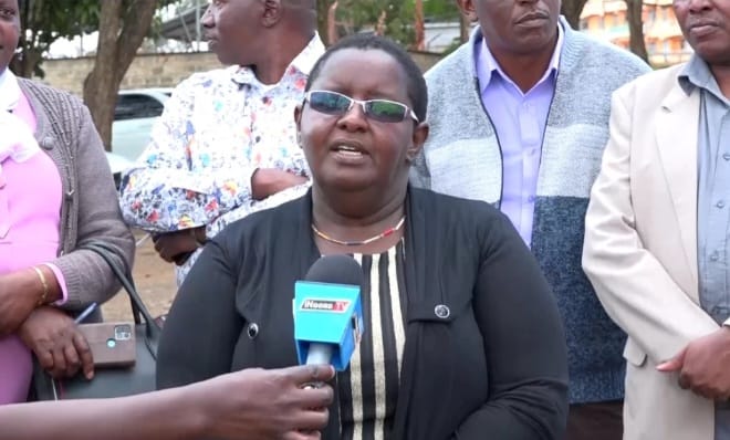 Murang'a County Director for Health Winnie Kanyi addressing the media yesterday