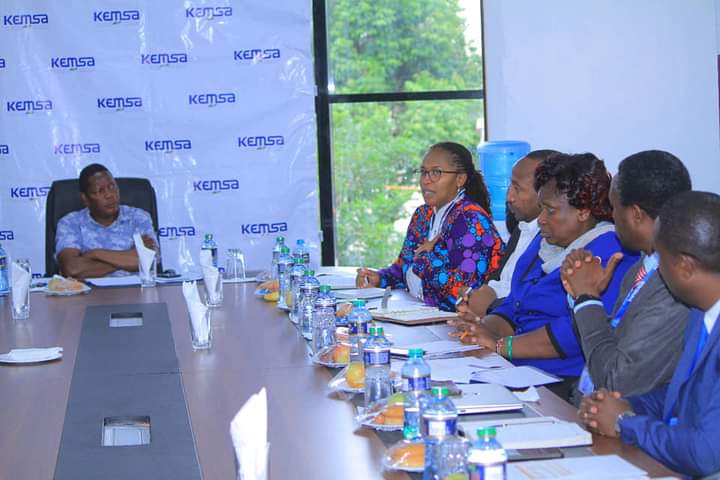 National Assembly Committee on Health chairman Robert Pukose chairing a meeting between his Committee and KEMSA officials led by CEO Terry Ramadhani (on his left).