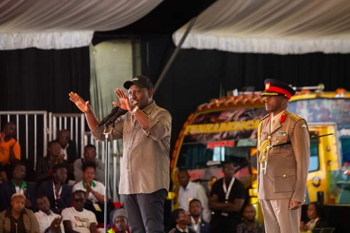 President William Ruto addressing the forum shortly before launching the Hustler Fund