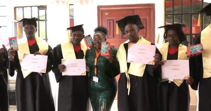 Former Alcoholic addicts at Beyond Love Rehabilitation Center, Njoro in Nakuru showing their certificates after completing rehabilitation sessions and acquiring life changing skills.