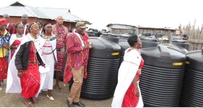 Residents of Laikipia North Sub-County admiring some of the donations