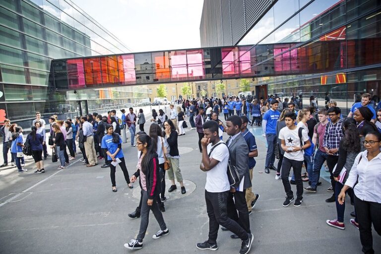 Mini United Nations.... Students from all over the world come to study in the UK. Our picture shows University of London students on their break.