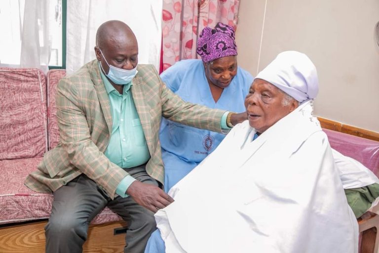 Deputy President Rigathi Gachagua with Mama Mukami Kimathi at Nairobi Hospital