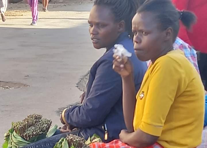 Miraa women traders waiting for customers in Maua town