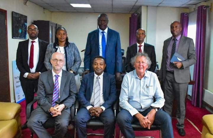 Nakuru county government and Vitens Evides International officials pose for a photo after a meeting
