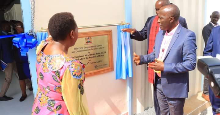 First Lady Rachel Ruto while commissioning the sanitary pads factory