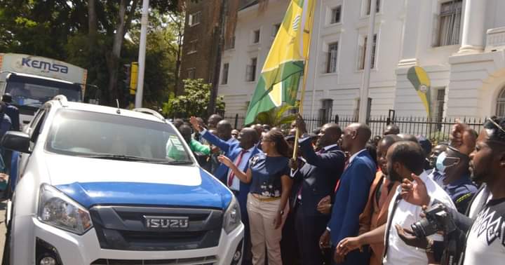 Governor Johnson Sakaja flagging off medical supplies