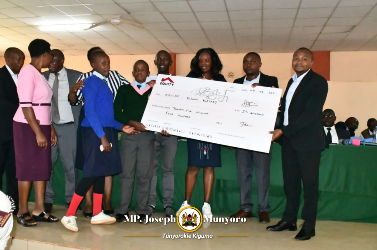 Kigumo MP Joseph Munyoro led in disbursement of NG-CDF bursary cheques