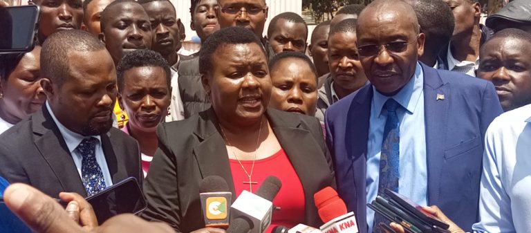 Kisii National Member of Parliament Dorice Donya Aburi addressing the media after court verdict