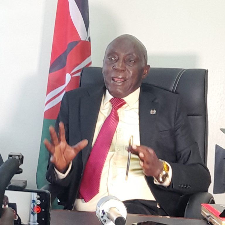 New Tana Water Works Development Agency Chairman Wanyaga Gathaka in his office yesterday.