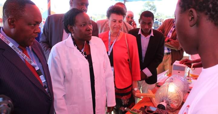 Technical and Vocational Education Principal Secretary Dr Esther Mworia with other stakeholders at Nyandarua National Polytechnic