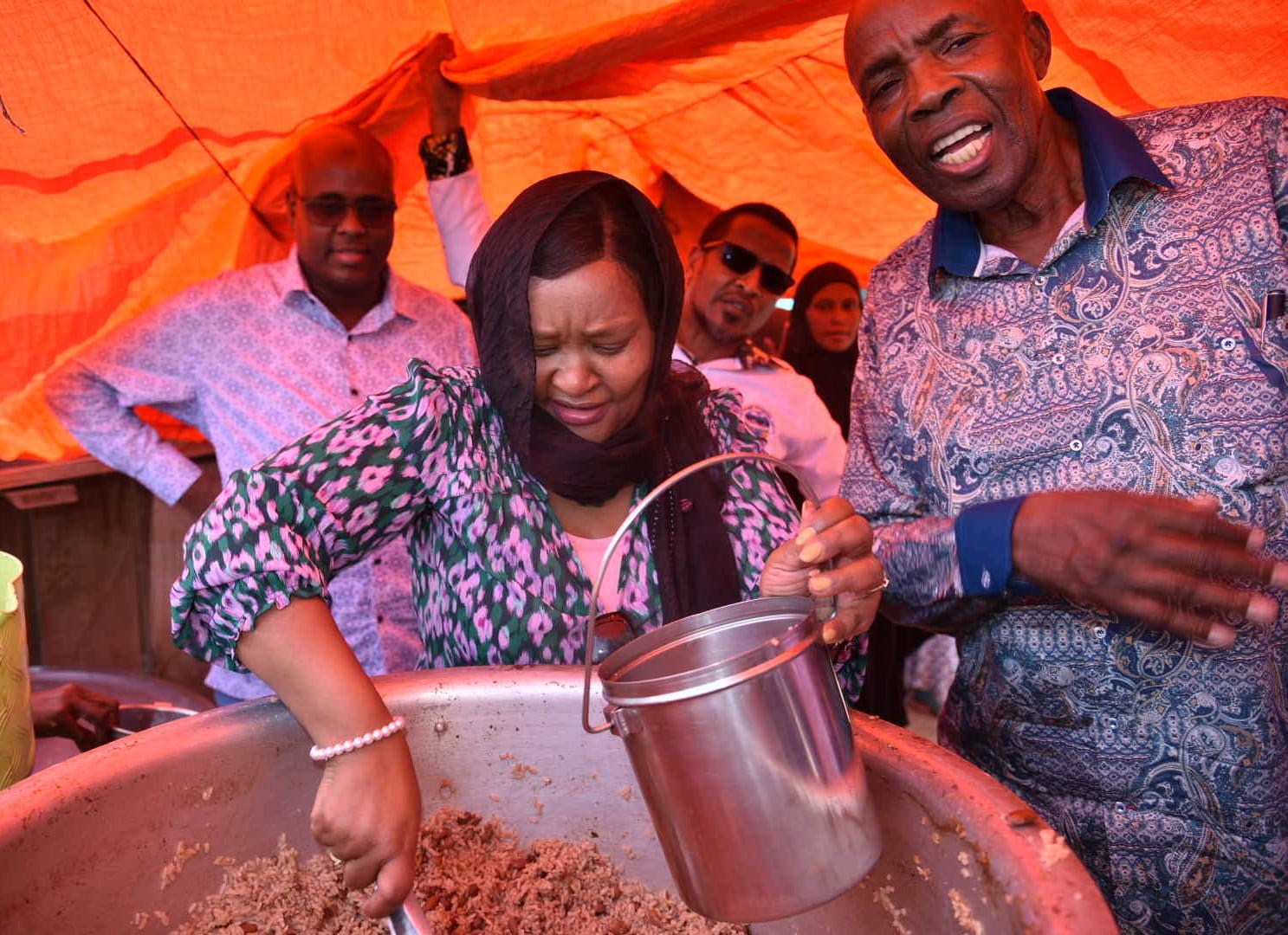 Cabinet Secretary for East Africa Community and ASALs Rebecca Miano and Education CS Ezekiel Machogu