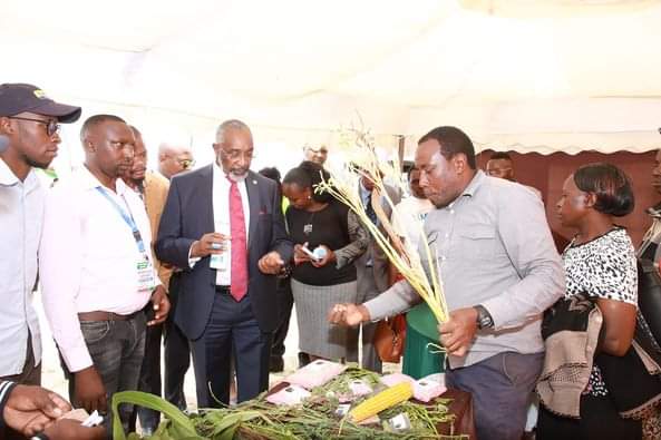 Nyandarua County Deputy Governor Mathaara Mwangi (in red tie) and other leaders during yesterday's event