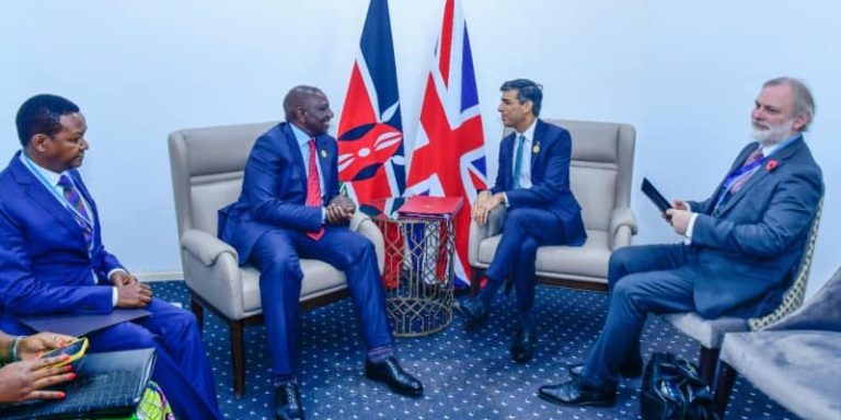 President Ruto with British Prime Minister Rishi Sunak on the sidelines of COP27