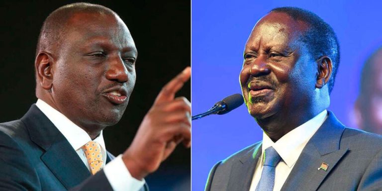 President William Ruto (left) and Azimio la Umoja leader Raila Odinga. Photo Courtesy