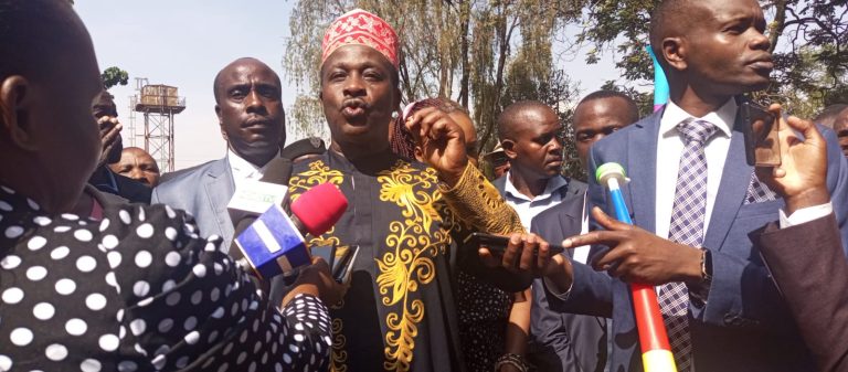 West Mugirango Mp Stephen Mogaka addressing members of the public after the Court dismissed the petition challenging him