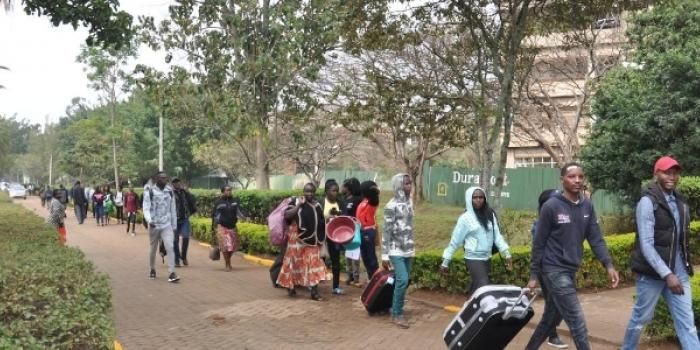 students reporting at a campus for a new intake