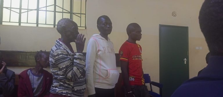 Alex Ochogo Maina, Pacificah Nyakerario and Rael Nyakerario accused persons who gouged baby Sagini 'eyes appeared Kisii Law Courts. Photo /Elizabeth Angira