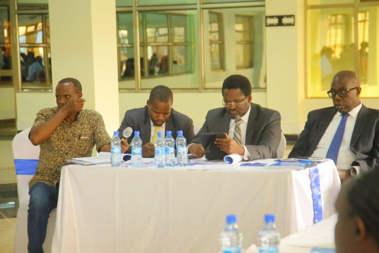 Benson Atika a petitioner with his legal team at Kisii County assembly during the ongoing petition
