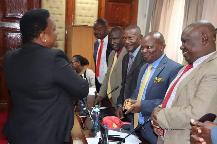 Cabinet Secretary Florence Bore engaging some of the former councillors