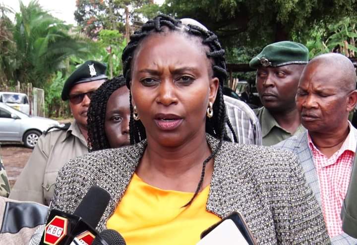 Correctional Services Principal Secretary Mary Muthoni in Thika prison yesterday
