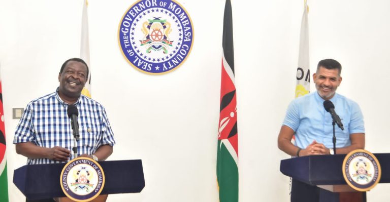 Prime Cabinet Secretary Musalia Mudavadi and Mombasa Governor Abdulswamad Shariff Nassir