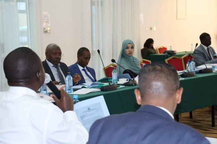 Some of the committee members. Facing the camera are Wambugu Wainaina (Othaya), Geoffrey Wandeto (Tetu) and Fatuma Jehow (Wajir).