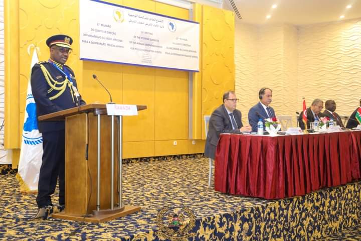 Inspector General Japhet Koome addressing delegates in Tunisia